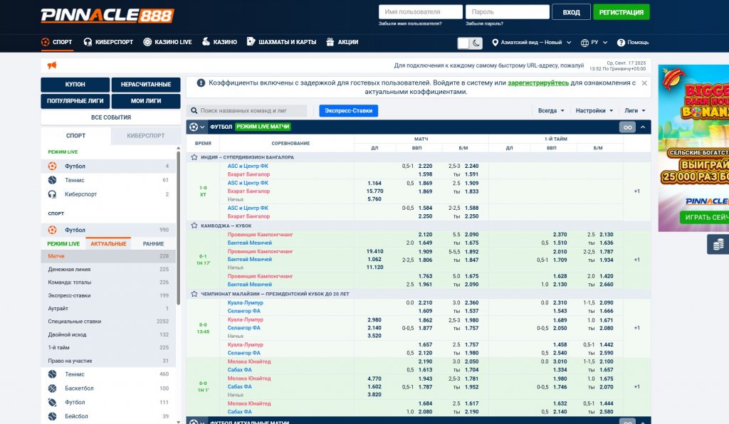 Сайт Пинакл888